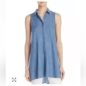 Alice and Olivia Anisa Sleeveless Chambray Tunic Top